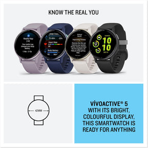 Garmin voactive 5, Health and Fitness GPS Smartwatch, AMOLED Display, Up to 11 Days of Battery, Black / Blue