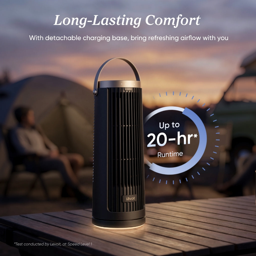 [LATEST] Levoit Windi Mini / Mini Pro Cordless Lightweight Portable Tower Fan | DC Motor | Long Battery Life | 20dB