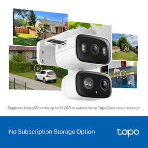Tapo TC34 2K Dual-Lens Pan/Tilt Indoor & Outdoor Security Camera | 125° Wide + 6mm Telephoto | Smart Tracking | Colour Night Vision | Free AI Detection | IP65