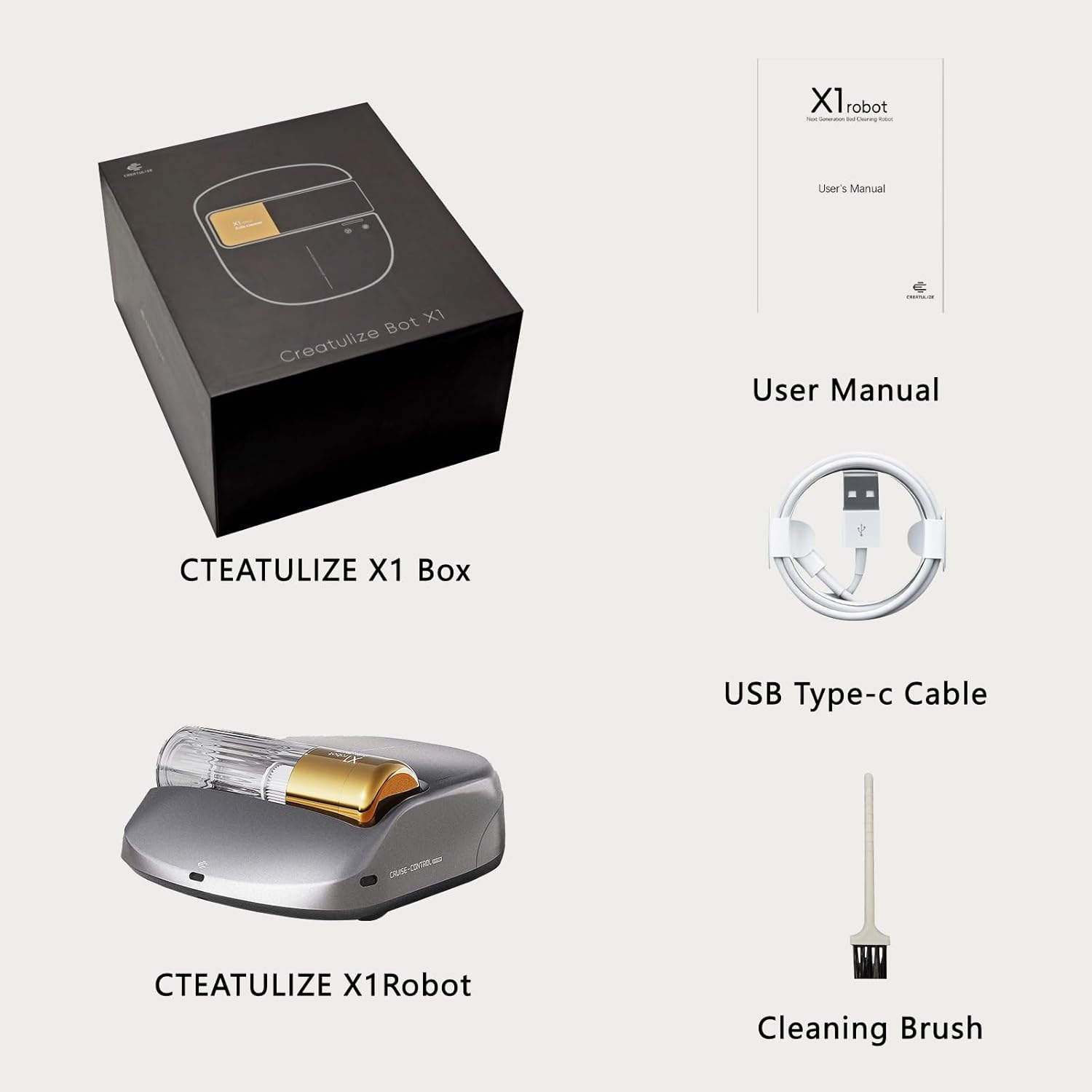 [WORLD FIRST] Creatulize X1 Robot Bed Vacuum Dust Mite Cleaner 15000 Osciliations / Min 14AW SuctionObstacles Avoidance  Grey  UV Sterilization / White