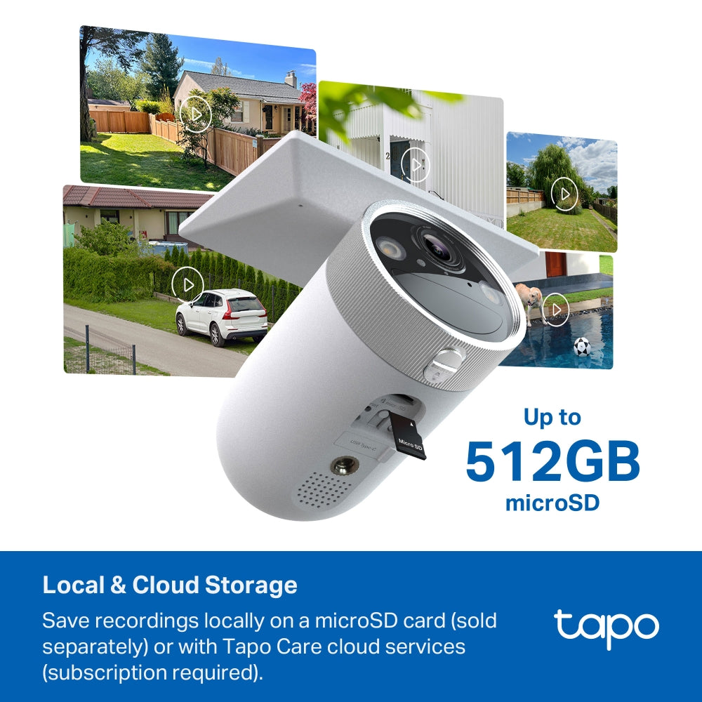 Tapo C465 4K 8MP Solar-Powered Outdoor Security Camera | Built-in Solar Panel | Up to 180-Day Battery | Starlight Colour Night Vision | Free Local AI Detection | IP65