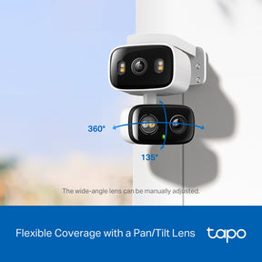 Tapo TC34 2K Dual-Lens Pan/Tilt Indoor & Outdoor Security Camera | 125° Wide + 6mm Telephoto | Smart Tracking | Colour Night Vision | Free AI Detection | IP65