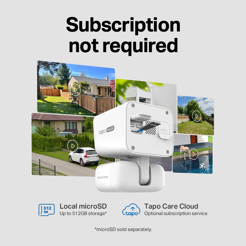Tapo C645D Kit Solar-Powered 2K Dual-Lens Pan/Tilt Outdoor Security Camera | 165° Wide + 4.9× Telephoto Zoom | 360° Smart Tracking | Colour Night Vision | IP65