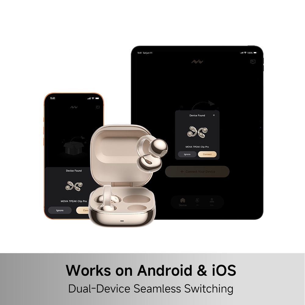 Mova MA2001 Tpeak Clip Pro Earbuds | AI Assistant | AI Noise Cancellation | Real-Time Translation