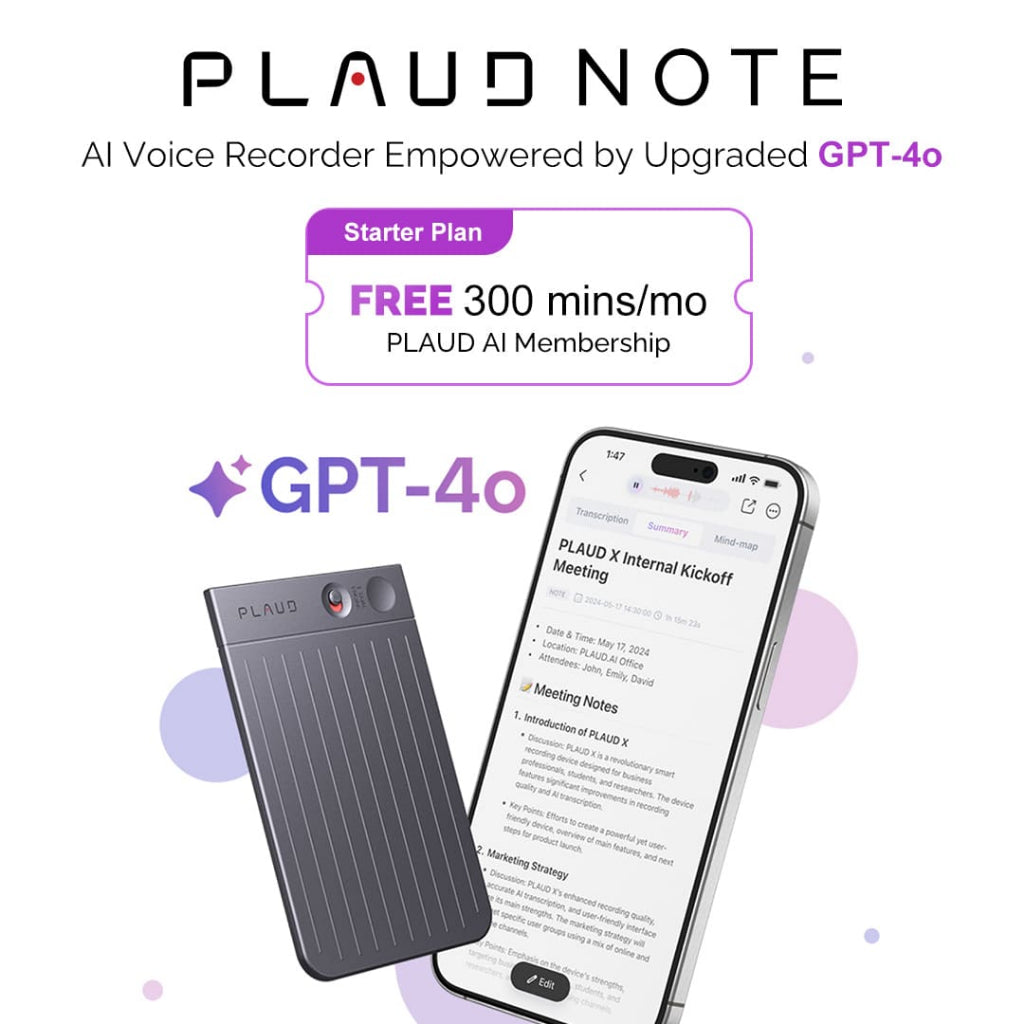 PLAUD NOTE Chat GPT Empowered AI Voice Recorder Instant Meeting Minutes / Phone Call Translation 57 Between Languages