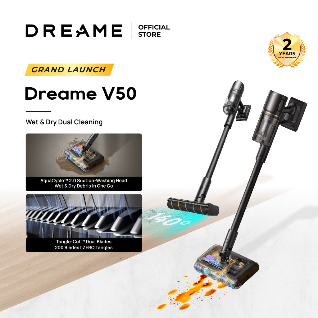 [GRAND LAUNCH] Dreame V50 Wet & Dry Dual Cleaning Cordless Vacuum | Tangle-Cut™  Motorized Dual Blades | 140° Blue Light