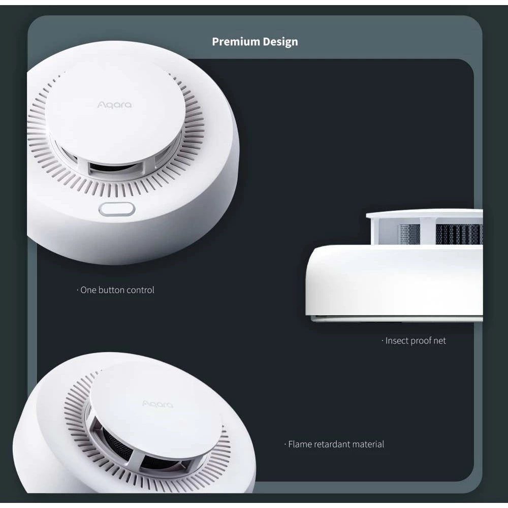 【GLOBAL】AQARA Smart Smoke Detector 3.0 - Fire Retardant Material - Built-in Siren of up to 85dB - 2 Years Warranty