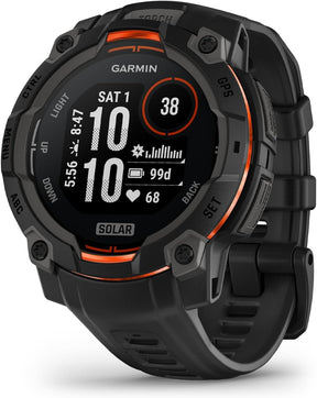 Garmin Instinct® 3 45mm, Solar Charged Display, Rugged Outdoor GPS Smartwatch, Metal-Reinforced Bezel, Built-in Flashlight, Black