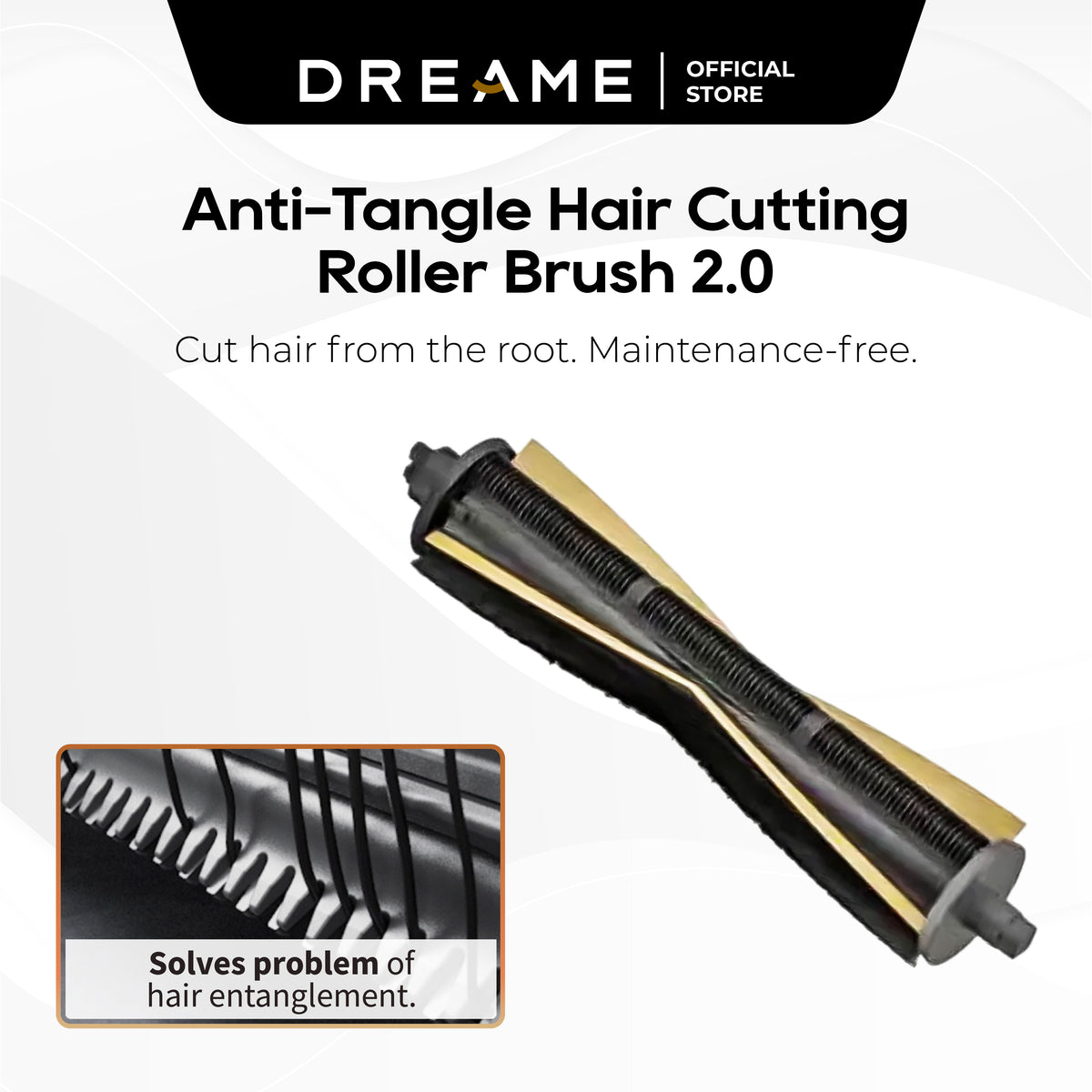 Dreame TriCut Brush for Robot Vacuum Cleaner | Anti-Tangle Hair Cutting Brush 2.0 | Maintenance-Free | Cut all long hair